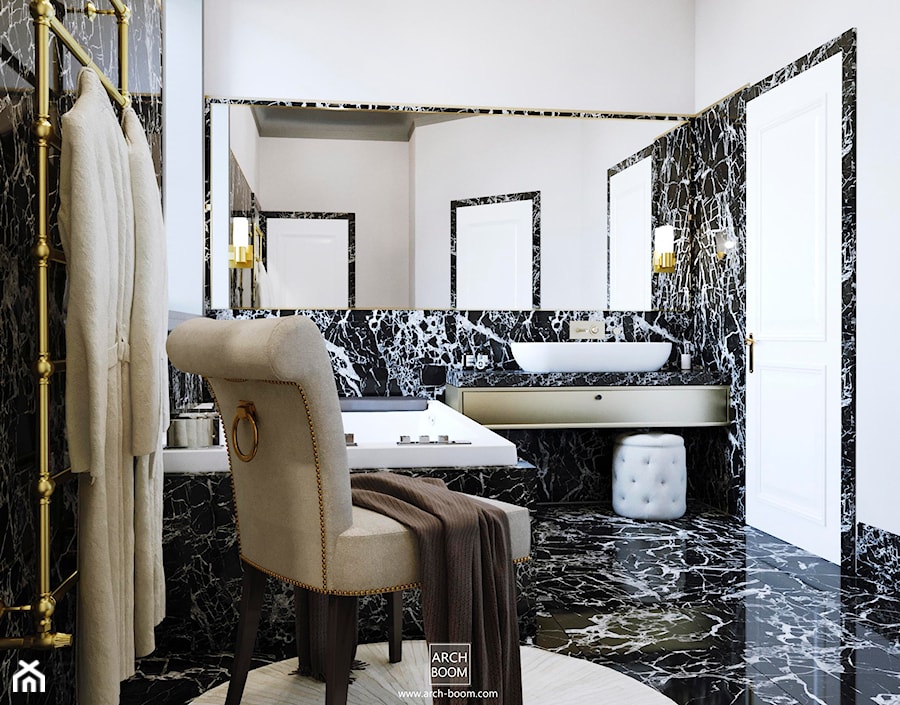 Dom w stylu art-deco - Średnia bez okna z lustrem łazienka, styl glamour - zdjęcie od ARCH-BOOM