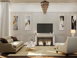 Dom w stylu art-deco - Średni biały szary salon, styl glamour - zdjęcie od ARCH-BOOM