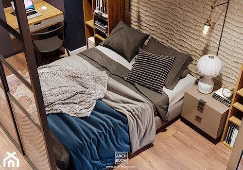 Strefa sypialni z łóżkiem w kawalerce - zdjęcie od ARCH-BOOM