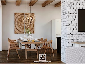 Dom w stylu rustykalnym - Duża biała jadalnia w kuchni, styl rustykalny - zdjęcie od ARCH-BOOM