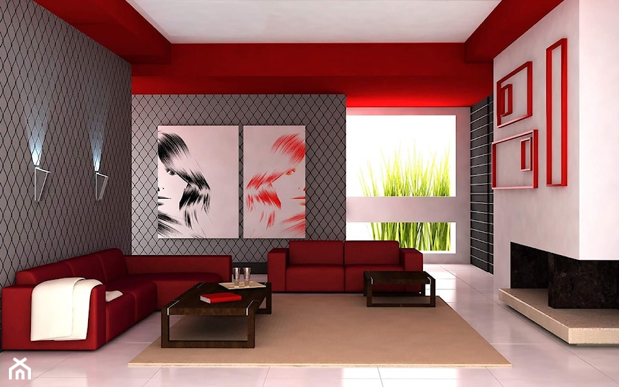 Średni czerwony szary salon - zdjęcie od RAKBISobrazy