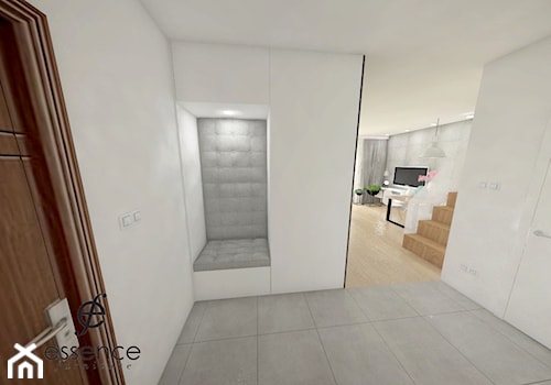 Soft-Loftowy apartament - Średni biały hol / przedpokój, styl skandynawski - zdjęcie od ESENCJA MEBLE