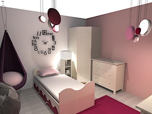 pokoj dziewczynki - Średni różowy szary pokój dziecka dla dziecka dla nastolatka dla dziewczynki - zdjęcie od JMproject Justyna Pietrzykowska