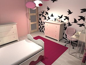 pokoj dziewczynki - Mały różowy szary pokój dziecka dla dziecka dla nastolatka dla dziewczynki, styl glamour - zdjęcie od JMproject Justyna Pietrzykowska