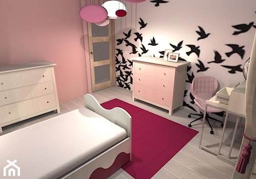 pokoj dziewczynki - Mały różowy szary pokój dziecka dla dziecka dla nastolatka dla dziewczynki, styl glamour - zdjęcie od JMproject Justyna Pietrzykowska