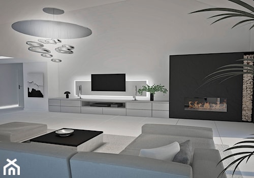 ak home design projekty - Duży biały salon, styl nowoczesny - zdjęcie od ak home design