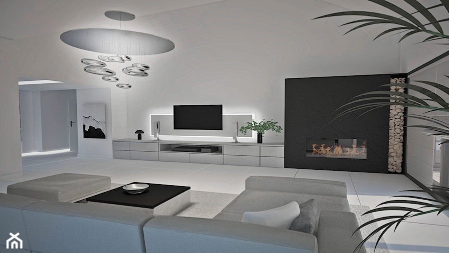 ak home design projekty - Duży biały salon, styl nowoczesny - zdjęcie od ak home design