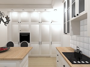 ak home design projekty - Średnia zamknięta szara z zabudowaną lodówką kuchnia w kształcie litery l z wyspą lub półwyspem, styl tradycyjny - zdjęcie od ak home design