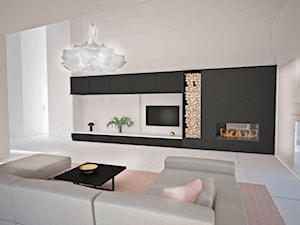ak home design projekty - Duży biały czarny salon, styl nowoczesny - zdjęcie od ak home design