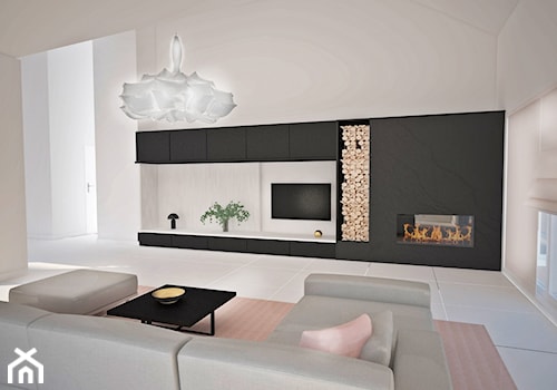 ak home design projekty - Duży biały czarny salon, styl nowoczesny - zdjęcie od ak home design
