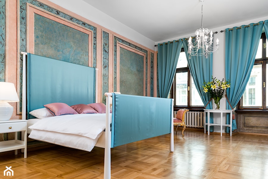 Apartamenty FRESCO w Krakowie - Średnia szara zielona sypialnia, styl nowoczesny - zdjęcie od Mateusz Torbus / Fotograf