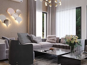 Eleganckie i przestronne wnętrze domu - Salon, styl nowoczesny - zdjęcie od DEZEEN ARCHITEKCI Natalia Pęcka
