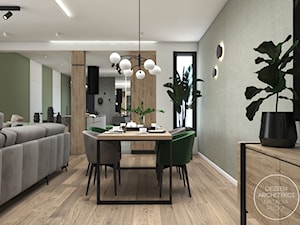 Mieszkanie z nowoczesną i przestronną kuchnią - Średnia biała zielona jadalnia w salonie, styl nowoczesny - zdjęcie od DEZEEN ARCHITEKCI Natalia Pęcka