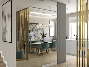 Mieszkanie w stylu nowojorskim ze złotymi dodatkami - Biały hol / przedpokój, styl glamour - zdjęcie od DEZEEN ARCHITEKCI Natalia Pęcka