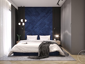 Mieszkanie w ciemnych barwach z dodatkiem zieleni - Średnia szara sypialnia, styl minimalistyczny - zdjęcie od DEZEEN ARCHITEKCI Natalia Pęcka