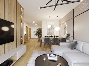 Mieszkanie w beżu i drewnie - Salon, styl nowoczesny - zdjęcie od DEZEEN ARCHITEKCI Natalia Pęcka
