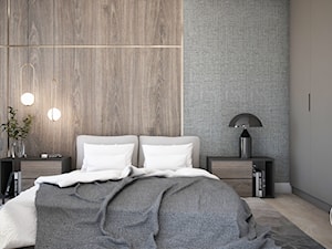 Nowoczesna sypialnia z miedzianymi elementami - Średnia szara sypialnia, styl nowoczesny - zdjęcie od DEZEEN ARCHITEKCI Natalia Pęcka