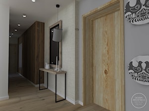 Apartament na poddaszu w Zakopanem - Średni beżowy biały hol / przedpokój, styl skandynawski - zdjęcie od DEZEEN ARCHITEKCI Natalia Pęcka