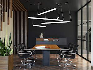 Biuro w nowoczesnym stylu - Średnie białe czarne biuro, styl nowoczesny - zdjęcie od DEZEEN ARCHITEKCI Natalia Pęcka