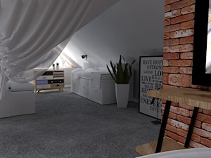 Apartament na poddaszu w Zakopanem - Duża biała sypialnia na poddaszu, styl skandynawski - zdjęcie od DEZEEN ARCHITEKCI Natalia Pęcka