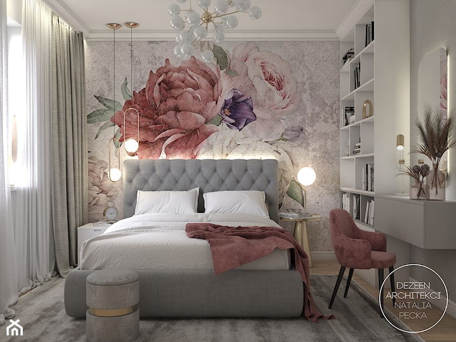 Pastelowe mieszkanie w stylu angielskim - Sypialnia, styl nowoczesny - zdjęcie od DEZEEN ARCHITEKCI Natalia Pęcka