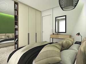 Mieszkanie w naturalnych barwach - Średnia biała zielona sypialnia, styl nowoczesny - zdjęcie od DEZEEN ARCHITEKCI Natalia Pęcka