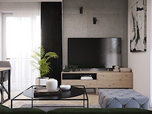 Mieszkanie w ciemnych barwach z dodatkiem zieleni - Salon, styl nowoczesny - zdjęcie od DEZEEN ARCHITEKCI Natalia Pęcka