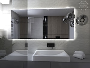 Mieszkanie w nowoczesnym stylu - Średnia bez okna z lustrem łazienka, styl nowoczesny - zdjęcie od DEZEEN ARCHITEKCI Natalia Pęcka