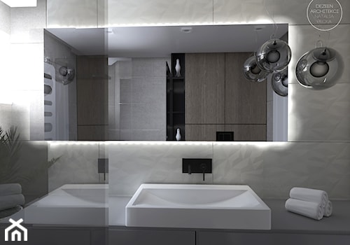 Mieszkanie w nowoczesnym stylu - Średnia bez okna z lustrem łazienka, styl nowoczesny - zdjęcie od DEZEEN ARCHITEKCI Natalia Pęcka