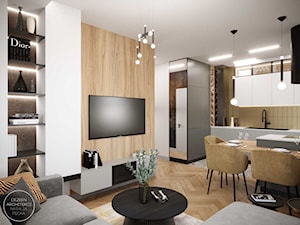 Musztardowe wnętrze mieszkania - Salon, styl nowoczesny - zdjęcie od DEZEEN ARCHITEKCI Natalia Pęcka