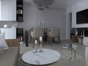 Mieszkanie w nowoczesnym stylu - Średnia biała jadalnia w salonie, styl nowoczesny - zdjęcie od DEZEEN ARCHITEKCI Natalia Pęcka