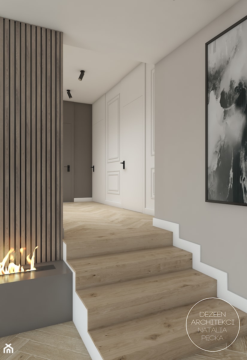 Mieszkanie w stylu nowojorskim ze złotymi dodatkami - Hol / przedpokój, styl skandynawski - zdjęcie od DEZEEN ARCHITEKCI Natalia Pęcka
