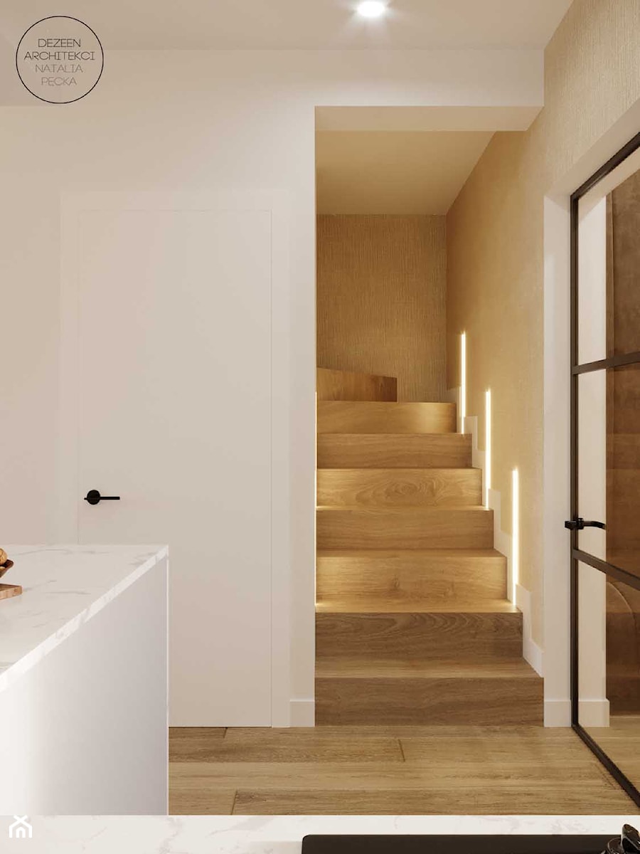 Wnętrze domu z drewnianymi elementami - Schody, styl nowoczesny - zdjęcie od DEZEEN ARCHITEKCI Natalia Pęcka