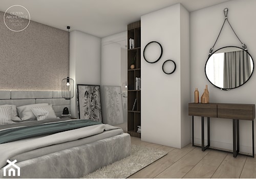 Metamorfoza domu - Średnia biała szara sypialnia, styl nowoczesny - zdjęcie od DEZEEN ARCHITEKCI Natalia Pęcka