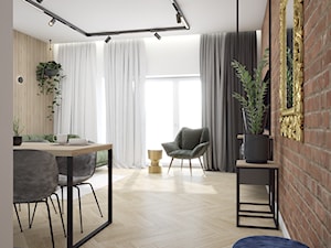 Mieszkanie z cegłą i miedzią - Salon, styl nowoczesny - zdjęcie od DEZEEN ARCHITEKCI Natalia Pęcka