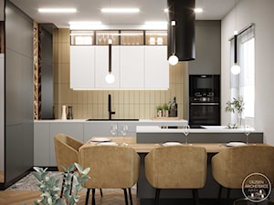 Musztardowe wnętrze mieszkania - Kuchnia, styl nowoczesny - zdjęcie od DEZEEN ARCHITEKCI Natalia Pęcka