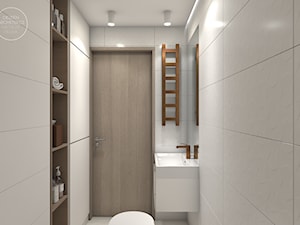 Mieszkanie w naturalnych barwach - Mała z punktowym oświetleniem łazienka, styl nowoczesny - zdjęcie od DEZEEN ARCHITEKCI Natalia Pęcka