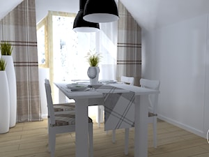 Apartament na poddaszu w Zakopanem - Mała biała jadalnia jako osobne pomieszczenie, styl skandynawski - zdjęcie od DEZEEN ARCHITEKCI Natalia Pęcka