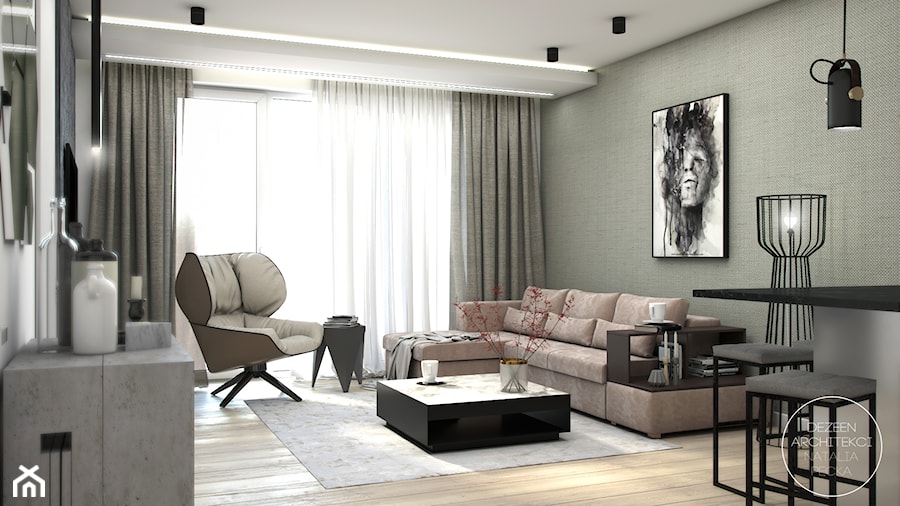 Mieszkanie Black&White - Salon, styl nowoczesny - zdjęcie od DEZEEN ARCHITEKCI Natalia Pęcka