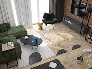 Mieszkanie z cegłą i miedzią - Salon, styl minimalistyczny - zdjęcie od DEZEEN ARCHITEKCI Natalia Pęcka