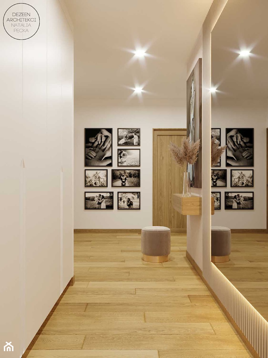 Mieszkanie w beżu i drewnie - Hol / przedpokój, styl nowoczesny - zdjęcie od DEZEEN ARCHITEKCI Natalia Pęcka
