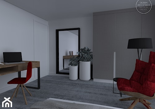 Mieszkanie w nowoczesnym stylu - Średnia biała szara z biurkiem sypialnia, styl nowoczesny - zdjęcie od DEZEEN ARCHITEKCI Natalia Pęcka