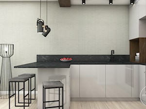 Mieszkanie Black&White - Mała szara jadalnia w kuchni, styl nowoczesny - zdjęcie od DEZEEN ARCHITEKCI Natalia Pęcka