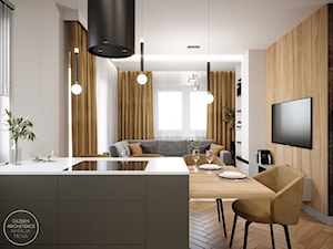 Musztardowe wnętrze mieszkania - Kuchnia, styl nowoczesny - zdjęcie od DEZEEN ARCHITEKCI Natalia Pęcka