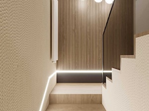 Projekt wnętrza domu w ciepłych barwach - Schody, styl nowoczesny - zdjęcie od DEZEEN ARCHITEKCI Natalia Pęcka