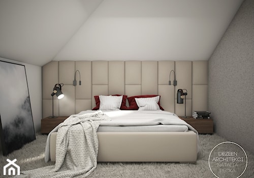 Kawalerka na poddaszu - Mała szara sypialnia na poddaszu, styl nowoczesny - zdjęcie od DEZEEN ARCHITEKCI Natalia Pęcka