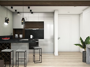 Mieszkanie Black&White - Średnia szara jadalnia w kuchni, styl nowoczesny - zdjęcie od DEZEEN ARCHITEKCI Natalia Pęcka