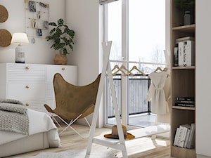Pokój nastolatki w stylu boho - Średnia biała sypialnia z balkonem / tarasem, styl vintage - zdjęcie od DEZEEN ARCHITEKCI Natalia Pęcka