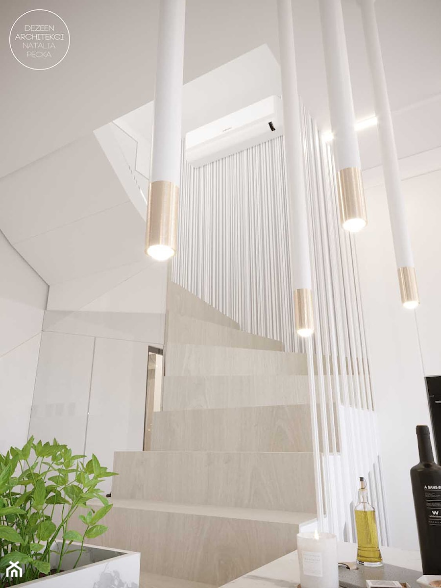 Wnętrze domu w bieli - Schody, styl nowoczesny - zdjęcie od DEZEEN ARCHITEKCI Natalia Pęcka