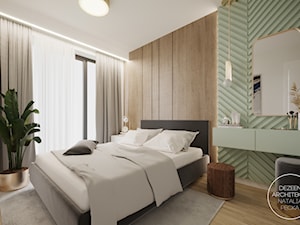 Przytulne mieszkanie z pistacjowymi akcentami - Sypialnia, styl nowoczesny - zdjęcie od DEZEEN ARCHITEKCI Natalia Pęcka
